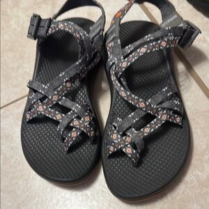Chaco Black and Orange Sandals